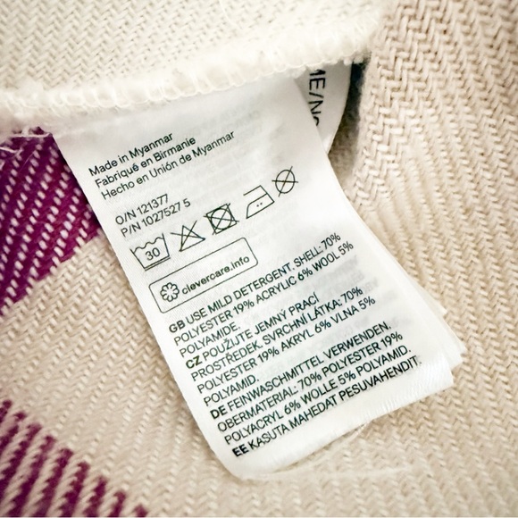 2T H&M Beige Cream Pink Plaid Shacket Jacket - Picture 3 of 4